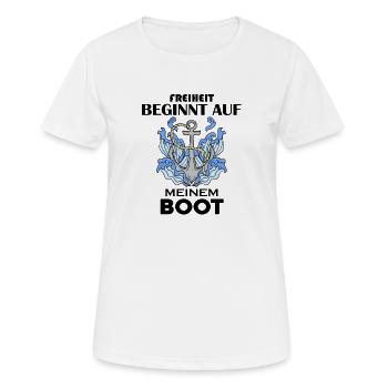 Motorboot Kapitän - Frauen T-Shirt atmungsaktiv - Weiß - Vorne - AI Model Female 172 dark (172cm)