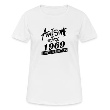 1969 - Jahrgang 1969 - Fantastisch seit 1969 - Frauen T-Shirt atmungsaktiv - Weiß - Vorne - AI Model Female 172 dark (172cm)