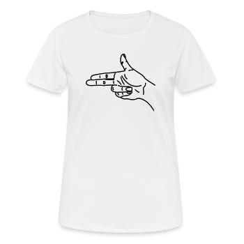 Le pistolet à geste de la main a effrayé la guerre - T-shirt respirant Femme - blanc - Devant - AI Model Female 172 dark (172cm)
