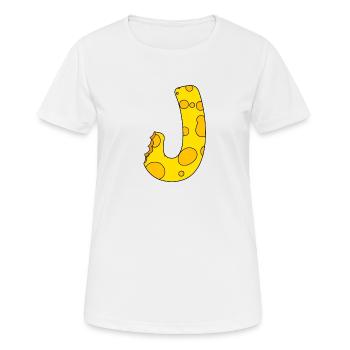Lettre J - T-shirt respirant Femme - blanc - Devant - AI Model Female 172 dark (172cm)