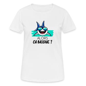 Alors ça Baigne ? - T-shirt respirant Femme - blanc - Devant - AI Model Female 172 dark (172cm)
