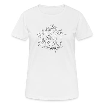 Chat assis sur une lune florale, composition flora - T-shirt respirant Femme - blanc - Devant - AI Model Female 172 dark (172cm)
