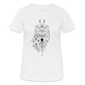 Wolf dekoratives florales Mandala - Frauen T-Shirt atmungsaktiv - Weiß - Vorne - AI Model Female 172 dark (172cm)