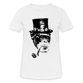 Chimpanzee Steampunk style in black - Women's Breathable T-Shirt - white - Front - AI Model Female 172 dark (172cm)