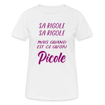Sa rigole mais quand Picole on - T-shirt respirant Femme - blanc - Devant - AI Model Female 172 dark (172cm)