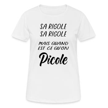 Sa rigole mais quand Picole on - T-shirt respirant Femme - blanc - Devant - AI Model Female 172 dark (172cm)