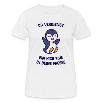 Vogel Tier Humorvoll Pinguin Statement Arktis - Frauen T-Shirt atmungsaktiv - Weiß - Vorne - AI Model Female 172 dark (172cm)
