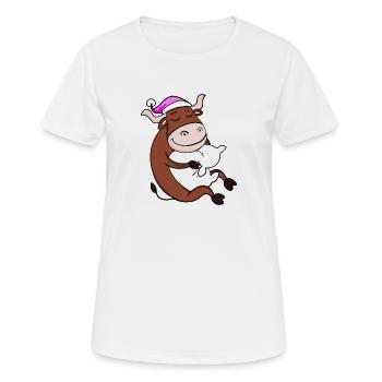 Ox with pillow and sleeping cap - Women's Breathable T-Shirt - white - Front - AI Model Female 172 dark (172cm)