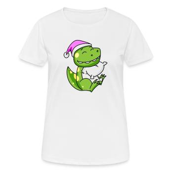 Dinosaurier mit Kissen und Schlafmütze - Frauen T-Shirt atmungsaktiv - Weiß - Vorne - AI Model Female 172 dark (172cm)