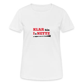 KLAR bin I a NETTE Klarinette Wortspiel - Frauen T-Shirt atmungsaktiv - Weiß - Vorne - AI Model Female 172 dark (172cm)