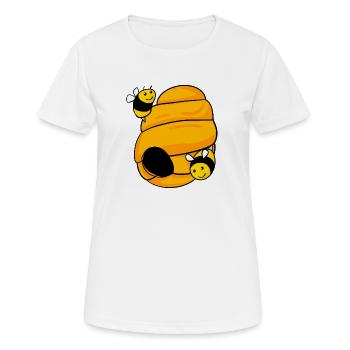 Nid d’abeilles avec des abeilles mignonnes - T-shirt respirant Femme - blanc - Devant - AI Model Female 172 dark (172cm)