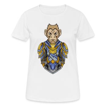Ritter Affe mit Rüstung Kreuzritter - Frauen T-Shirt atmungsaktiv - Weiß - Vorne - AI Model Female 172 dark (172cm)