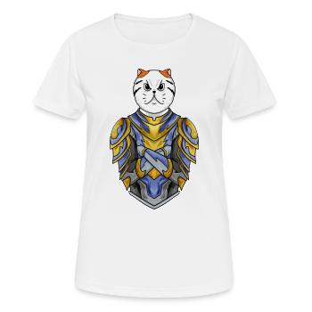 Ritter Katze Katzenrasse Exotische Kurzhaarkatze - Frauen T-Shirt atmungsaktiv - Weiß - Vorne - AI Model Female 172 dark (172cm)