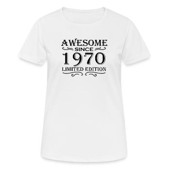 1970 - Jahrgang 1970 - Frauen T-Shirt atmungsaktiv - Weiß - Vorne - AI Model Female 172 dark (172cm)