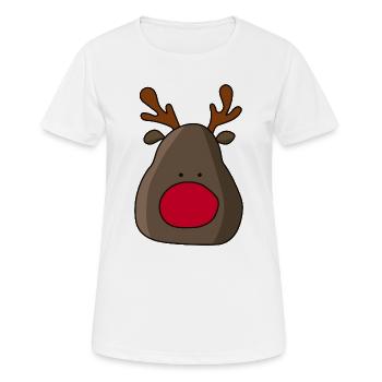 Hirsch mit roter Nase Weihnachtsdesign - Frauen T-Shirt atmungsaktiv - Weiß - Vorne - AI Model Female 172 dark (172cm)