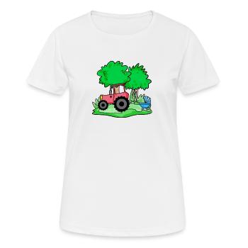 Tractor with baby cart - Women's Breathable T-Shirt - white - Front - AI Model Female 172 dark (172cm)