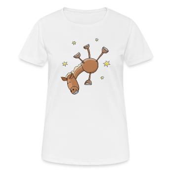 Cheval drôle qui fait le poirier - T-shirt respirant Femme - blanc - Devant - AI Model Female 172 dark (172cm)