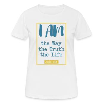 Der Weg, die Wahrheit, das Leben - Frauen T-Shirt atmungsaktiv - Weiß - Vorne - AI Model Female 172 dark (172cm)