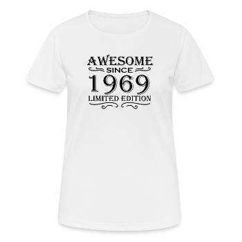 1969 - Jahrgang 1969 - Frauen T-Shirt atmungsaktiv - Weiß - Vorne - AI Model Female 172 dark (172cm)
