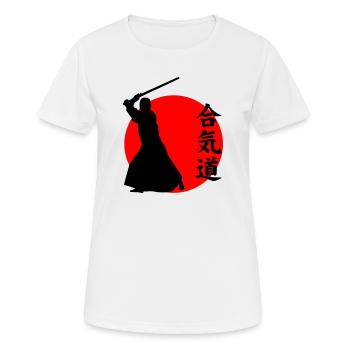 Aikido - Frauen T-Shirt atmungsaktiv - Weiß - Vorne - AI Model Female 172 dark (172cm)