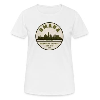 Insigne vintage Omaha Skyline - T-shirt respirant Femme - blanc - Devant - AI Model Female 172 dark (172cm)