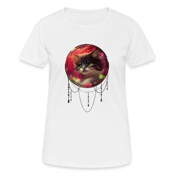 Süßes Kätzchen mit Vögeln - Frauen T-Shirt atmungsaktiv - Weiß - Vorne - AI Model Female 172 dark (172cm)