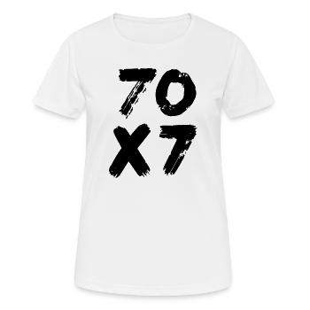 70x7: Unendliche Vergebung - Matthäus-Evangelium - Frauen T-Shirt atmungsaktiv - Weiß - Vorne - AI Model Female 172 dark (172cm)