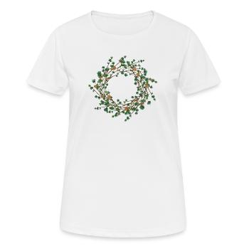zart filigran gestalteter Lärchenkranz als Rahmen - Frauen T-Shirt atmungsaktiv - Weiß - Vorne - AI Model Female 172 dark (172cm)