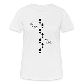 Qui m'aime me suive ! - T-shirt respirant Femme - blanc - Devant - AI Model Female 172 dark (172cm)
