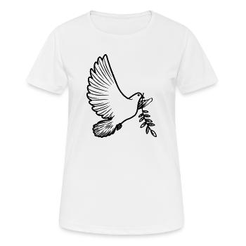 Transparente Friedenstaube mit Lorbeerzweig Friedenstaube - Frauen T-Shirt atmungsaktiv - Weiß - Vorne - AI Model Female 172 dark (172cm)