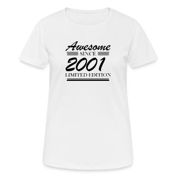 2001 - Jahrgang 2001 - Frauen T-Shirt atmungsaktiv - Weiß - Vorne - AI Model Female 172 dark (172cm)