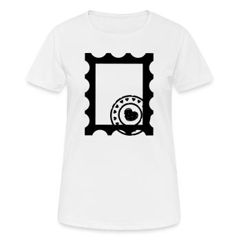 Contour de tampon avec tampon avec cœurs - T-shirt respirant Femme - blanc - Devant - AI Model Female 172 dark (172cm)