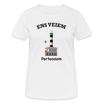 Portocolom Mallorca, Katalanisch, Wir sehen uns - Frauen T-Shirt atmungsaktiv - Weiß - Vorne - AI Model Female 172 dark (172cm)