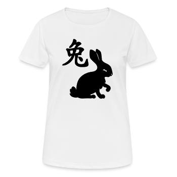 Chinesisches Schriftzeichen Kaninchen mit Kaninchenbild - Frauen T-Shirt atmungsaktiv - Weiß - Vorne - AI Model Female 172 dark (172cm)