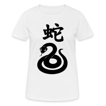 Schlange mit chinesischem Schriftzeichen und Schlangenbild - Frauen T-Shirt atmungsaktiv - Weiß - Vorne - AI Model Female 172 dark (172cm)