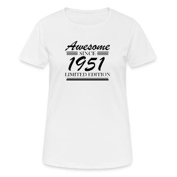1951 - Born 1951 - Year of birth 1951 - Women's Breathable T-Shirt - white - Front - AI Model Female 172 dark (172cm)