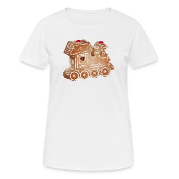 verzierte Lebkuchen Lokomotive für Weihnachten - Frauen T-Shirt atmungsaktiv - Weiß - Vorne - AI Model Female 172 dark (172cm)