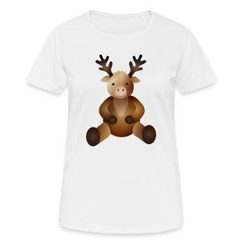 golden reindeer as animal companion - Women's Breathable T-Shirt - white - Front - AI Model Female 172 dark (172cm)