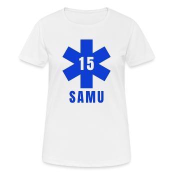 SAMU, urgences, ambulance - T-shirt respirant Femme - blanc - Devant - AI Model Female 172 dark (172cm)