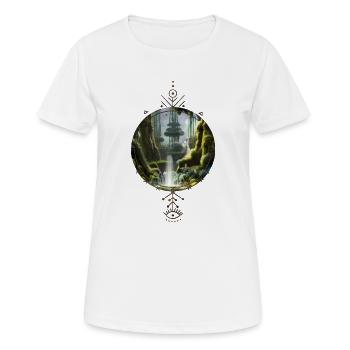 Fantasielandschaft am Morgen. - Frauen T-Shirt atmungsaktiv - Weiß - Vorne - AI Model Female 172 dark (172cm)