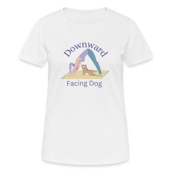 Chien tête en bas - Yoga Tea - T-shirt respirant Femme - blanc - Devant - AI Model Female 172 dark (172cm)