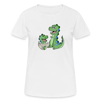 Dinosaure avec bébé dinosaure - T-shirt respirant Femme - blanc - Devant - AI Model Female 172 dark (172cm)