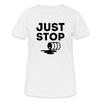 just stop oil, pétrole, environnement - T-shirt respirant Femme - blanc - Devant - AI Model Female 172 dark (172cm)