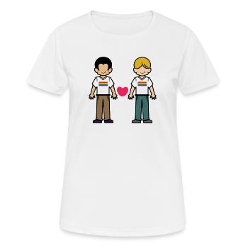 Partenariat homosexuel Cœur LGBT - T-shirt respirant Femme - blanc - Devant - AI Model Female 172 dark (172cm)