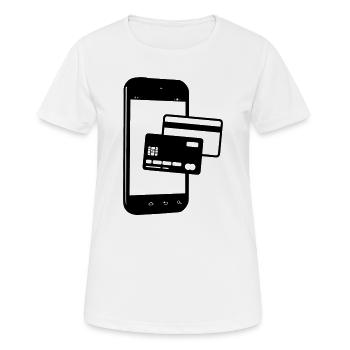 Téléphone avec carte de crédit carte NIP Visa - T-shirt respirant Femme - blanc - Devant - AI Model Female 172 dark (172cm)