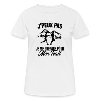 Je peux pas je me prépare pour mon trail - T-shirt respirant Femme - blanc - Devant - AI Model Female 172 dark (172cm)