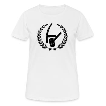 Pflastererlogo in Lorbeerkranz - Frauen T-Shirt atmungsaktiv - Weiß - Vorne - AI Model Female 172 dark (172cm)