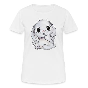 häschen in grau - Frauen T-Shirt atmungsaktiv - Weiß - Vorne - AI Model Female 172 dark (172cm)