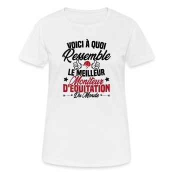 Le meilleur moniteur d'équitation du monde - T-shirt respirant Femme - blanc - Devant - AI Model Female 172 dark (172cm)
