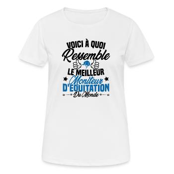 Le meilleur moniteur d'équitation du monde - T-shirt respirant Femme - blanc - Devant - AI Model Female 172 dark (172cm)